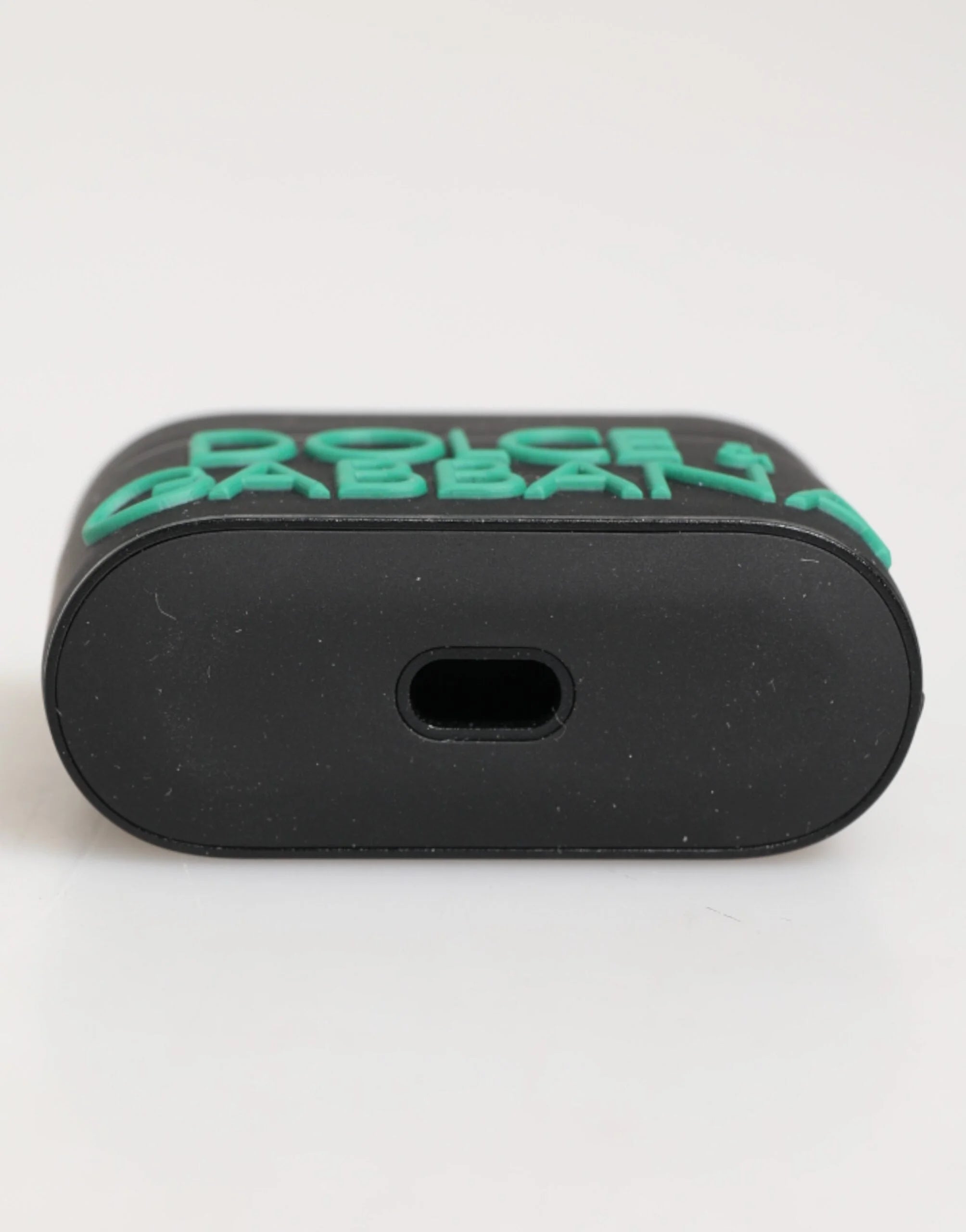 Dolce & Gabbana Black Mint Rubber Logo Embossed Accessory Airpods Case - Headphone Carrying Cases