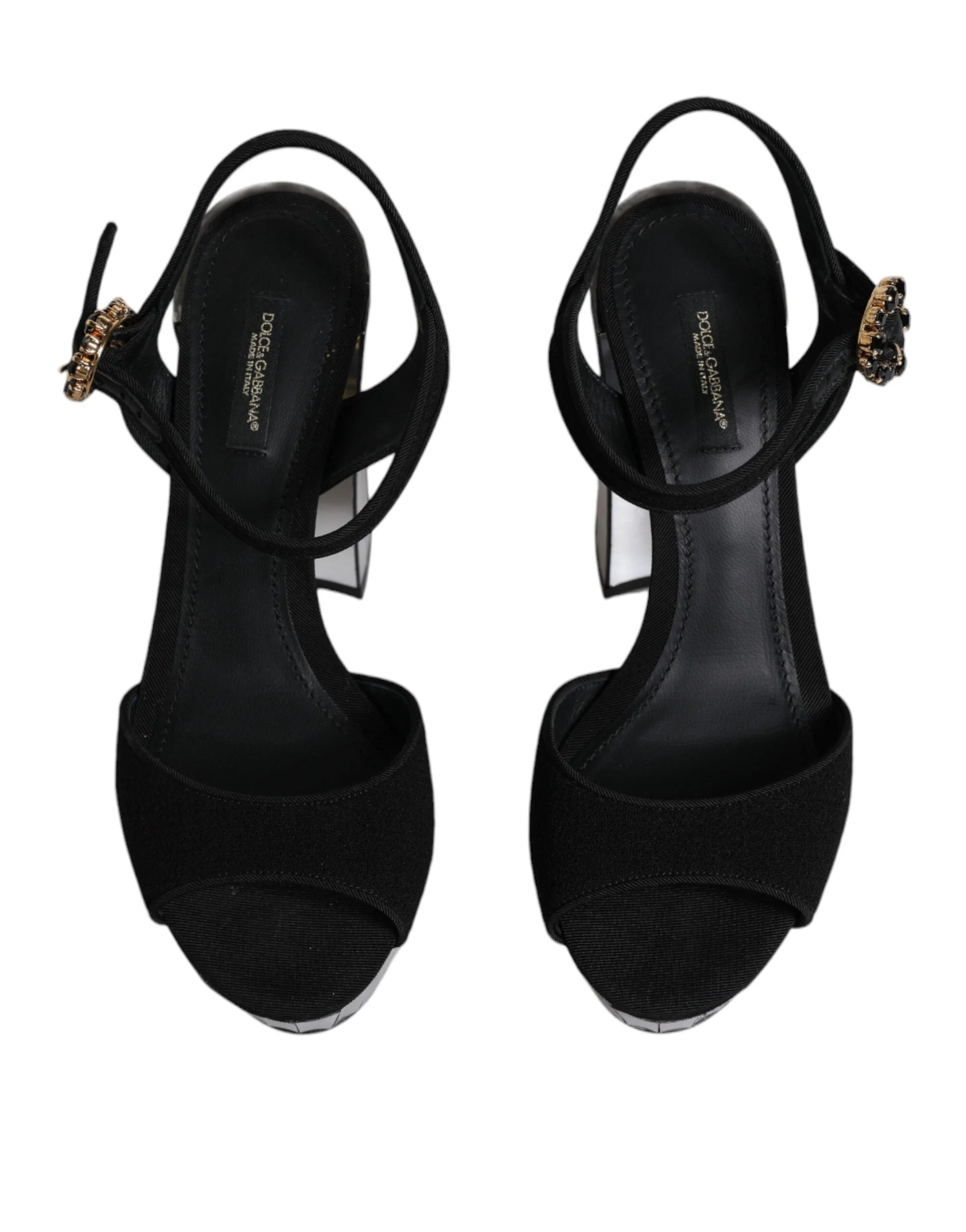 Dolce & Gabbana Black Mirror Heels Platform Sandals Shoes - EU38.5/US8 - Sandals
