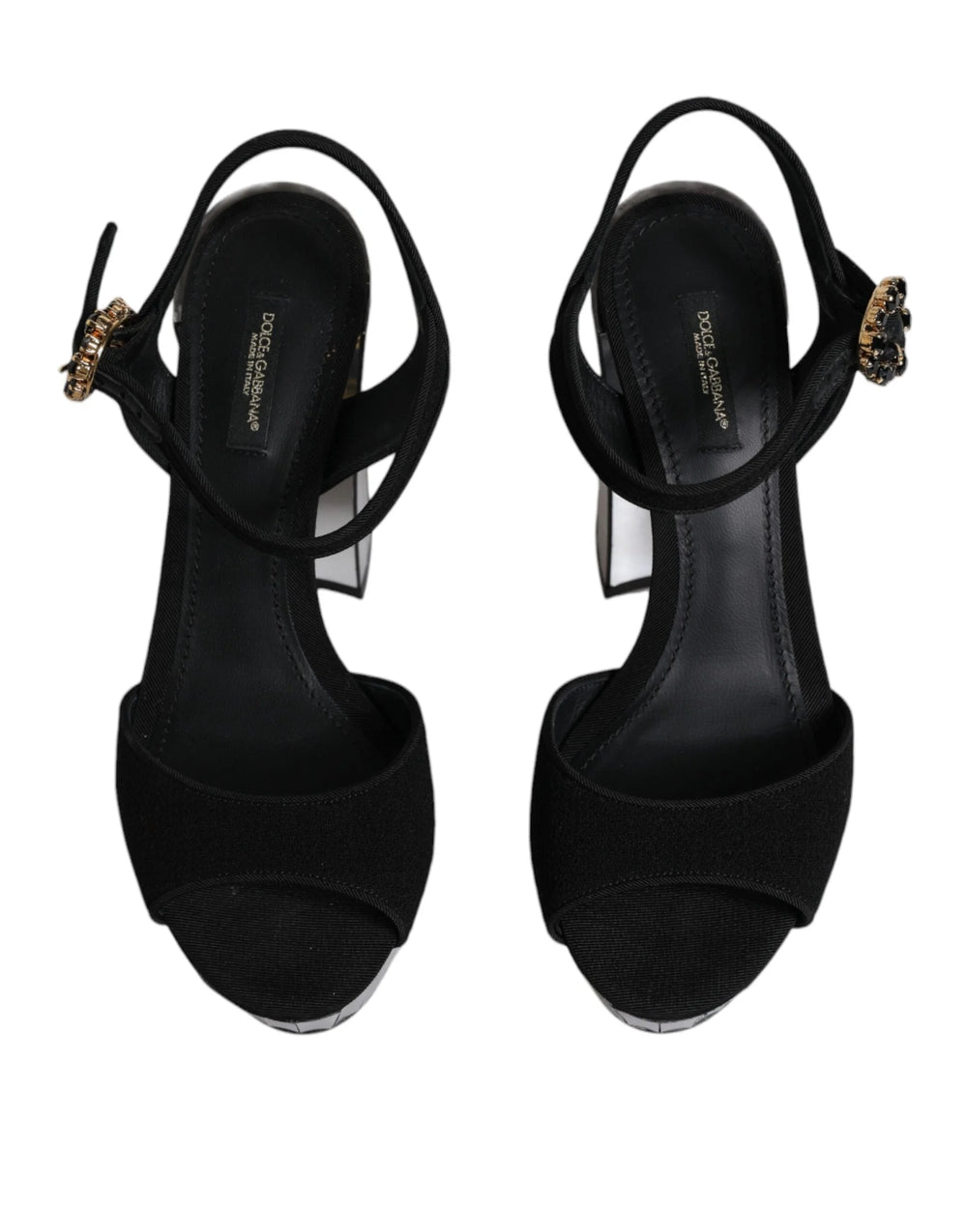 Dolce & Gabbana Black Mirror Heels Platform Sandals Shoes - EU38.5/US8 - Sandals