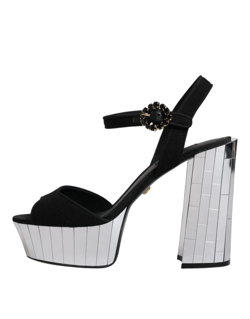 Dolce & Gabbana Black Mirror Heels Platform Sandals Shoes - EU38.5/US8 - Sandals