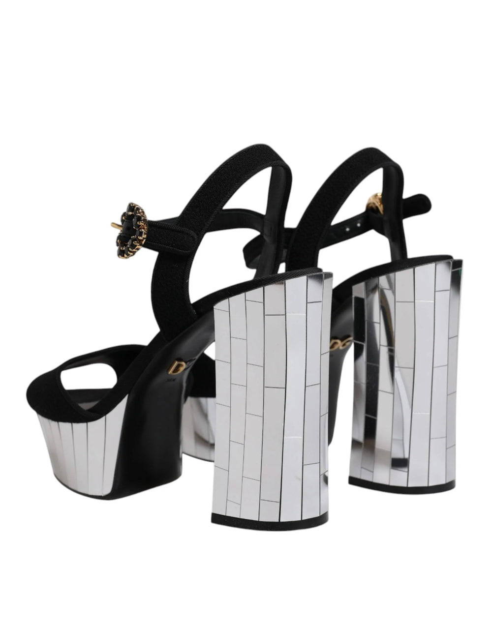 Dolce & Gabbana Black Mirror Heels Platform Sandals Shoes - EU38.5/US8 - Sandals