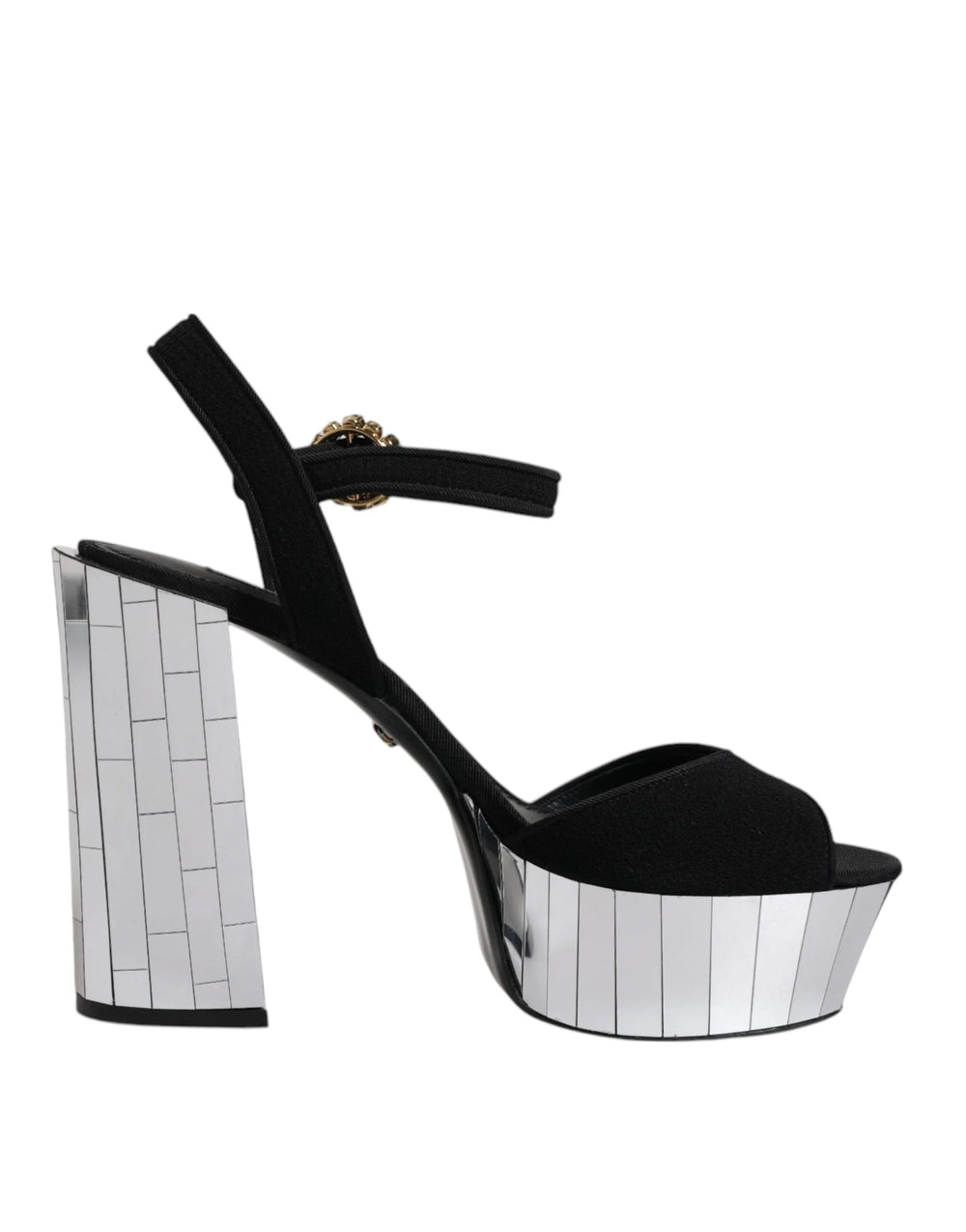 Dolce & Gabbana Black Mirror Heels Platform Sandals Shoes - EU38.5/US8 - Sandals