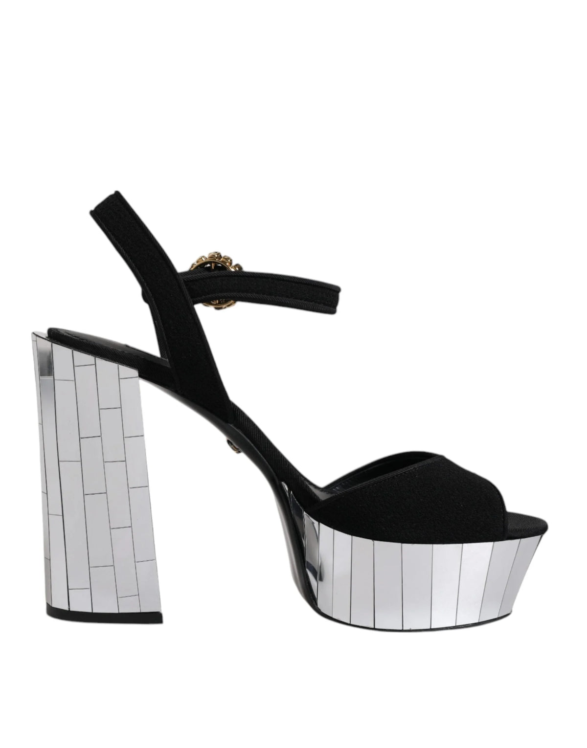 Dolce & Gabbana Black Mirror Heels Platform Sandals Shoes - EU38.5/US8 - Sandals