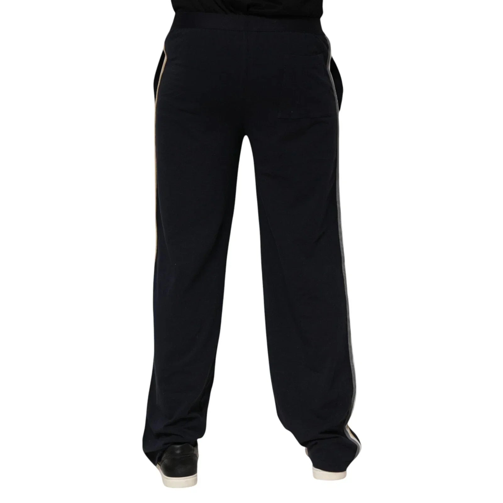 Dolce & Gabbana Black Modal Spandex Straight Logo Trouser Pants - 4 - Trousers