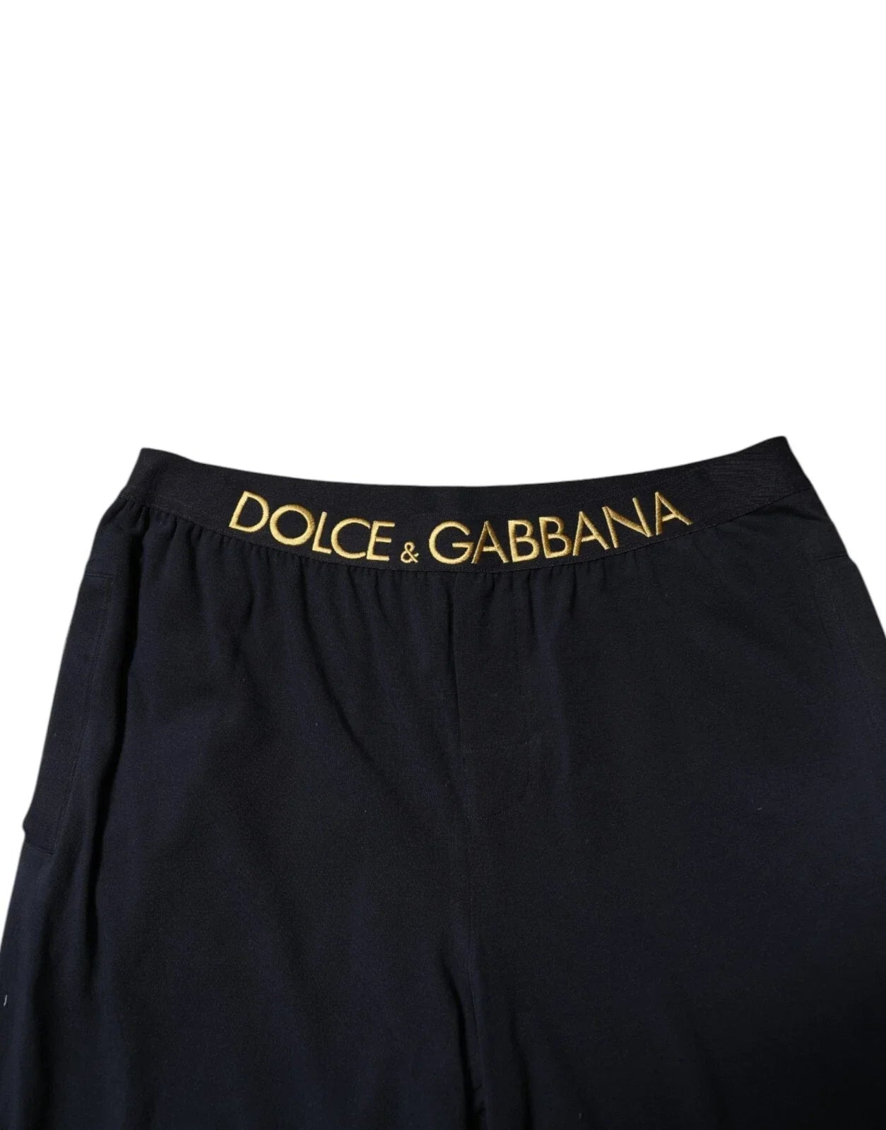 Dolce & Gabbana Black Modal Spandex Straight Logo Trouser Pants - 4 - Trousers