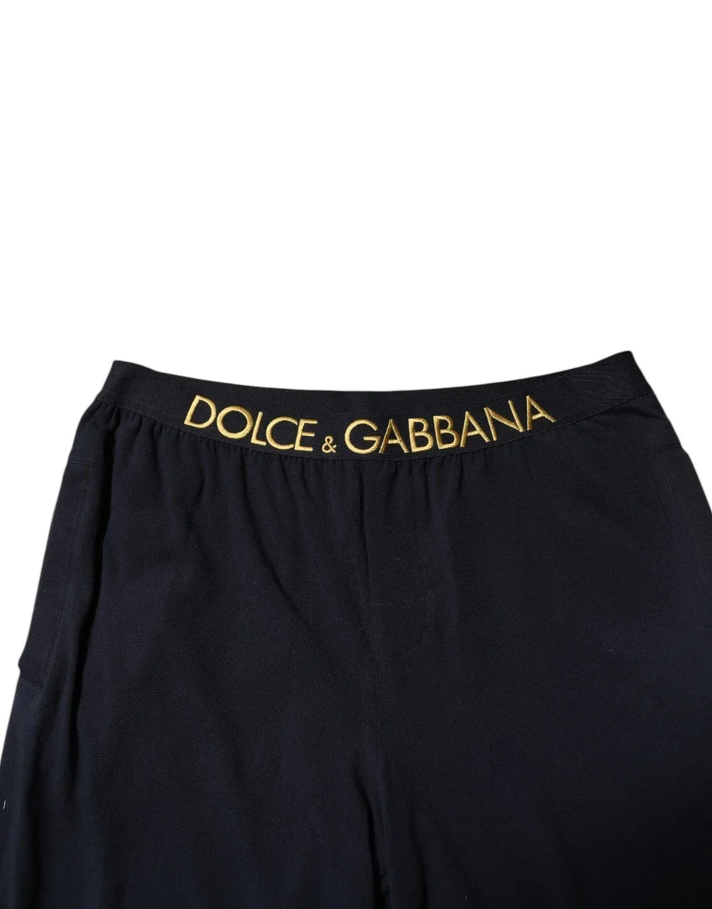 Dolce & Gabbana Black Modal Spandex Straight Logo Trouser Pants - 4 - Trousers