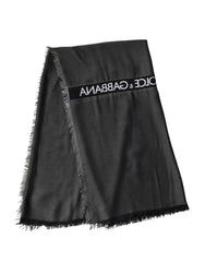 Dolce & Gabbana Black Modal Warmer Shawl Fringes 140cm x 134cm Men Scarf