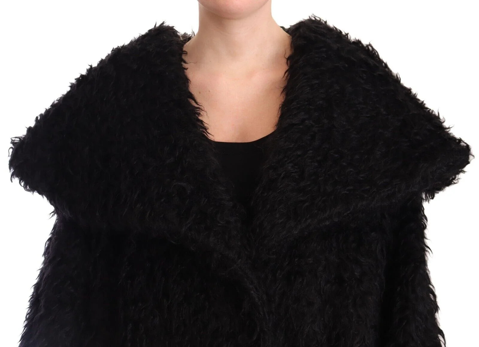 Dolce & Gabbana Black Mohair Fur Cape Trench Coat Jacket - IT40 | M - Capes