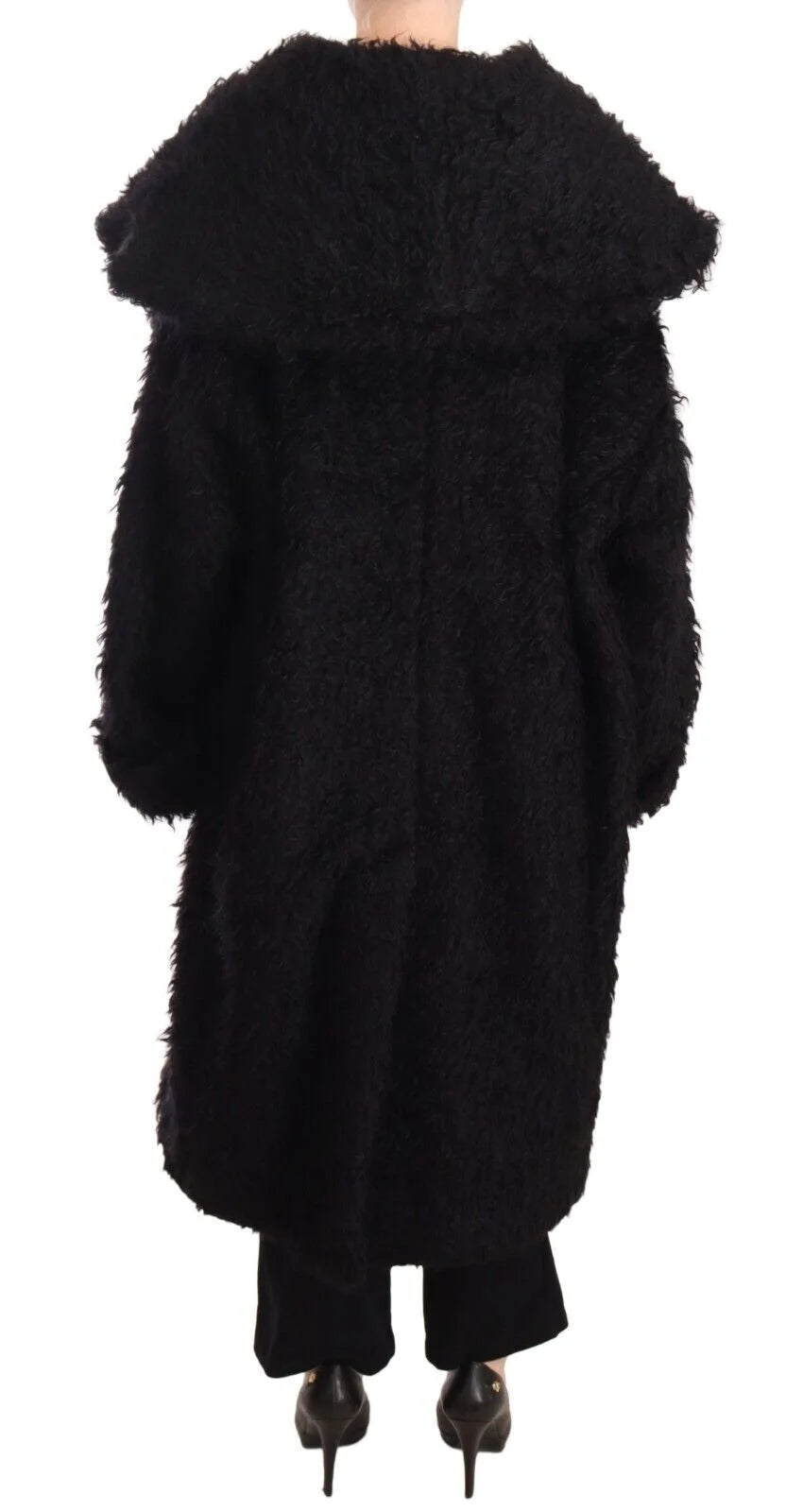 Dolce & Gabbana Black Mohair Fur Cape Trench Coat Jacket - IT40 | M - Capes