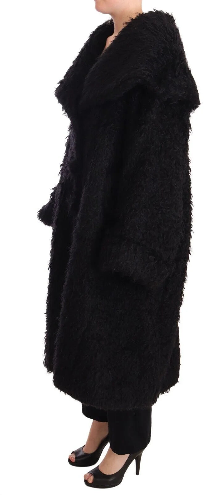 Dolce & Gabbana Black Mohair Fur Cape Trench Coat Jacket - IT40 | M - Capes