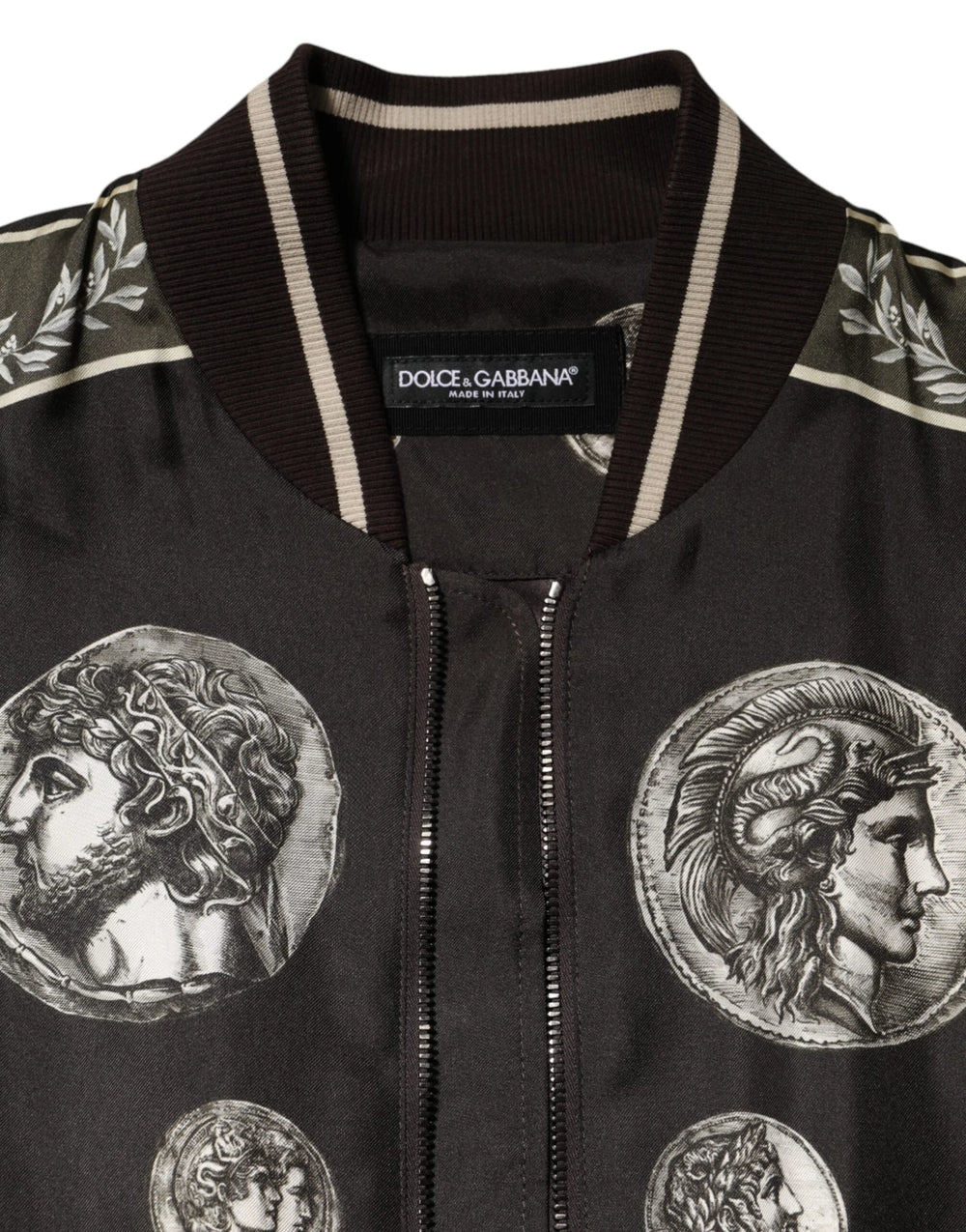 Dolce & Gabbana Black ’Monete’ Coin Print Silk Bomber Jacket - IT44 | XS - Bomber Jackets