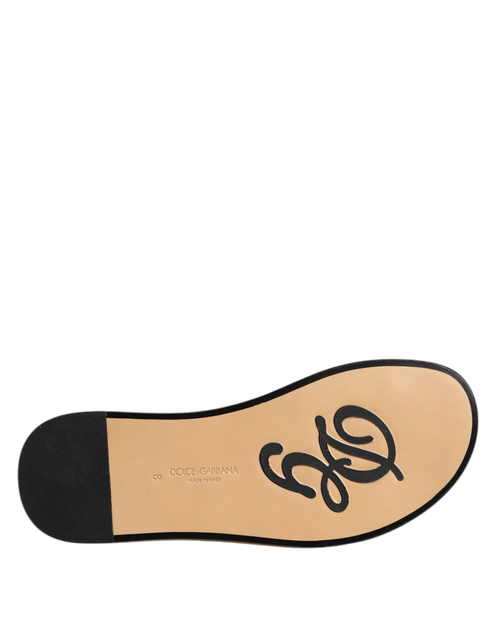 Dolce & Gabbana Black Monochrome Braided Raffia Slides Shoes - Sandals