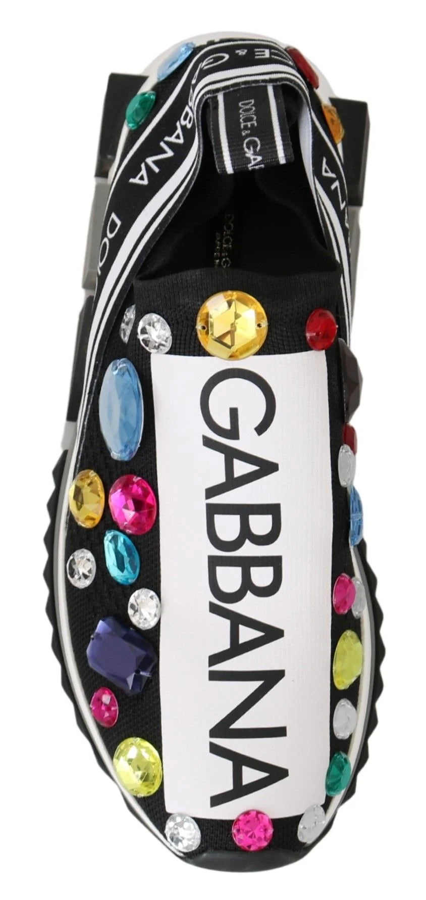 Dolce & Gabbana Black Multicolor Crystal Sneakers Shoes - Sneakers