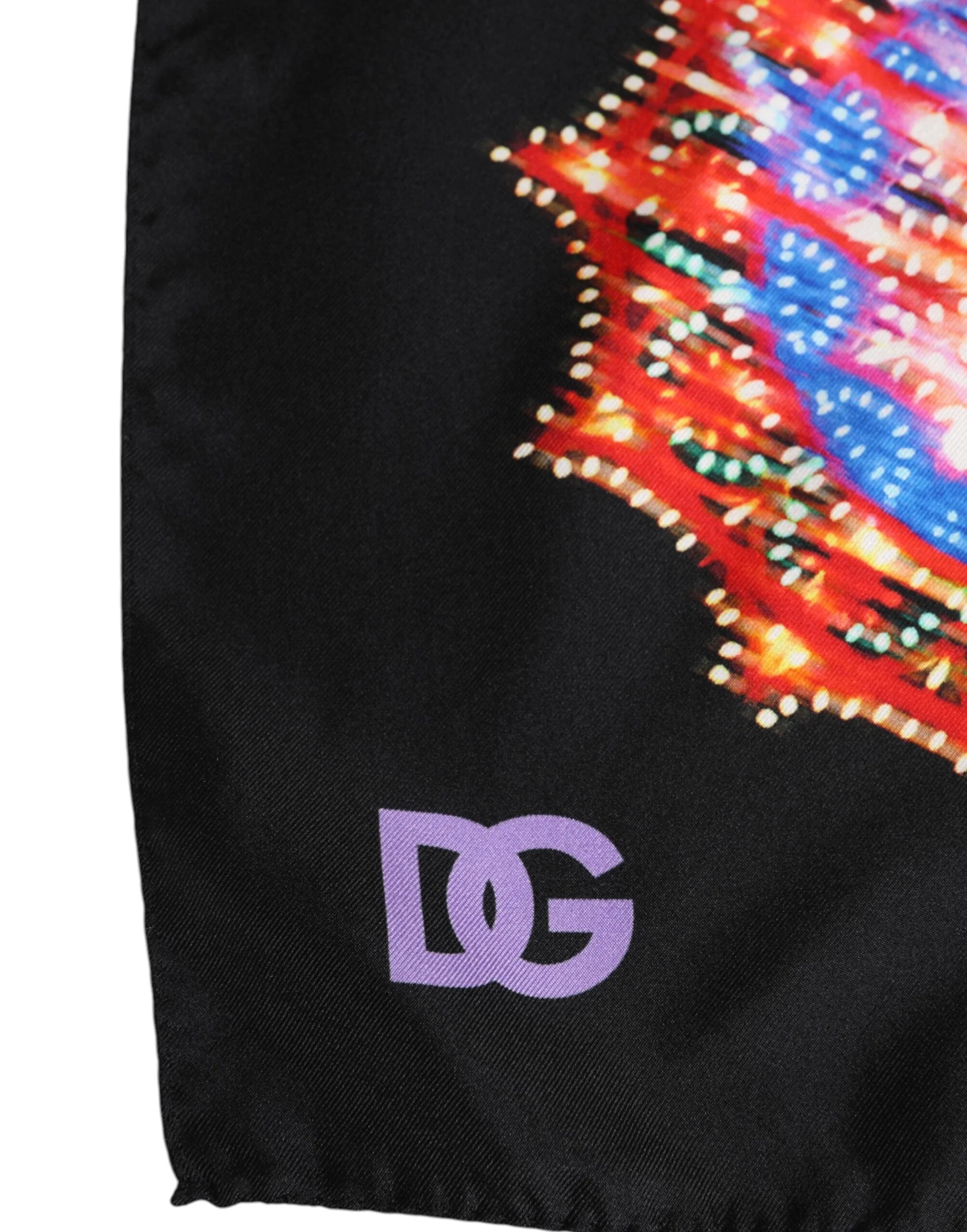 Dolce & Gabbana Black Multicolor Print Square Foulard Scarf - Scarves & Shawls