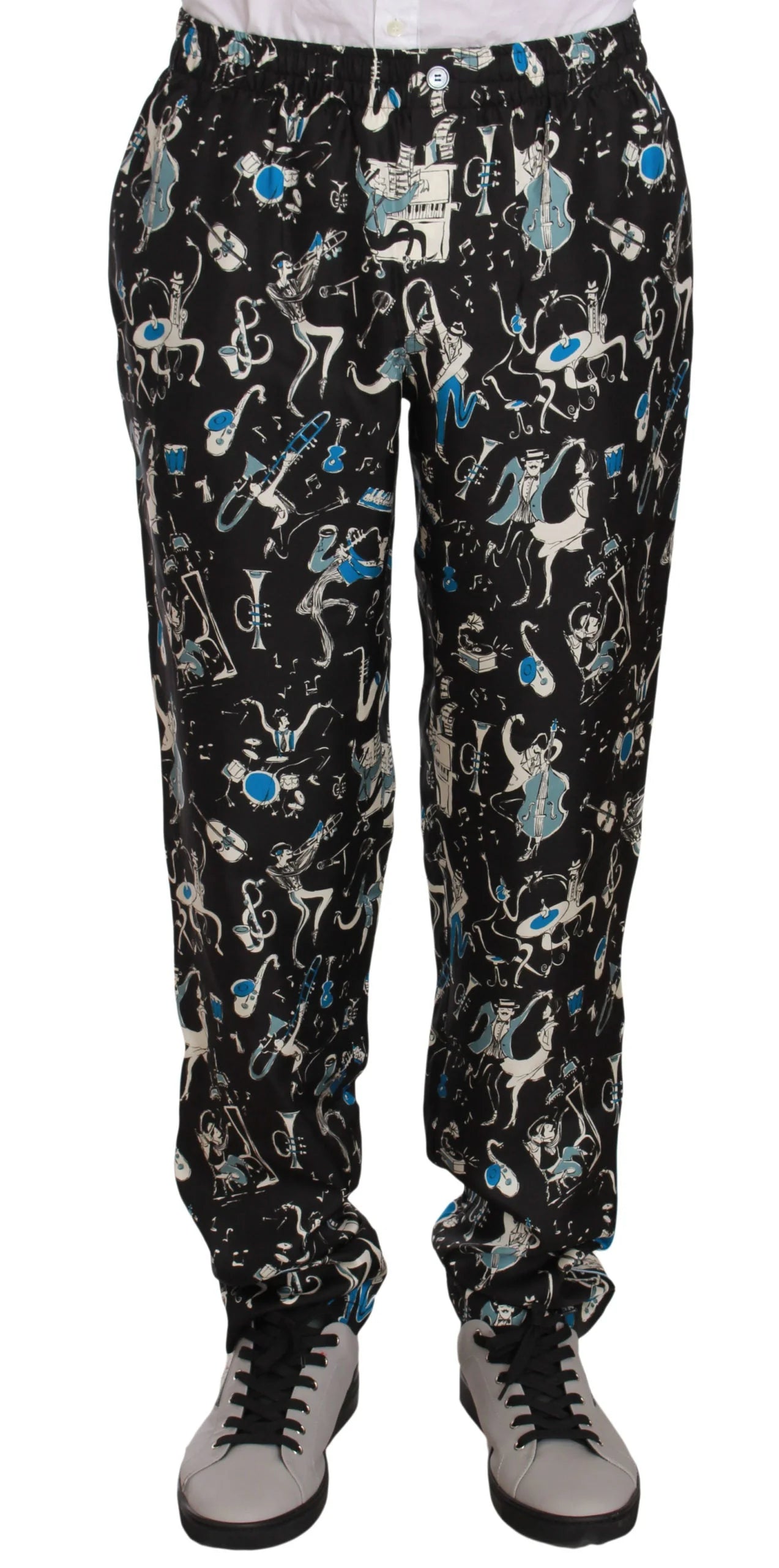 Dolce & Gabbana Black Musical Instrument Sleepwear Pants - IT46 | S - Joggers