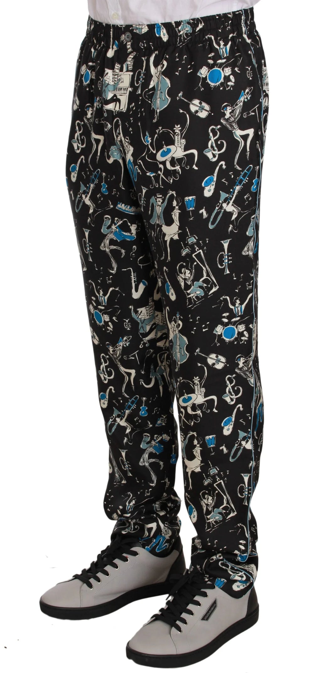 Dolce & Gabbana Black Musical Instrument Sleepwear Pants - IT46 | S - Joggers