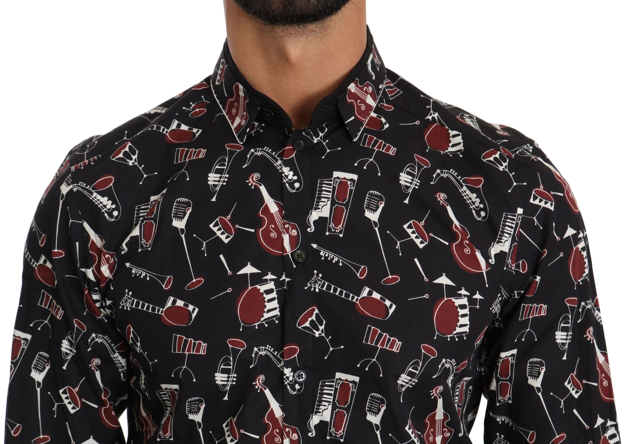 Dolce & Gabbana Black Musical Instrument Slim fit Shirt - Shirts