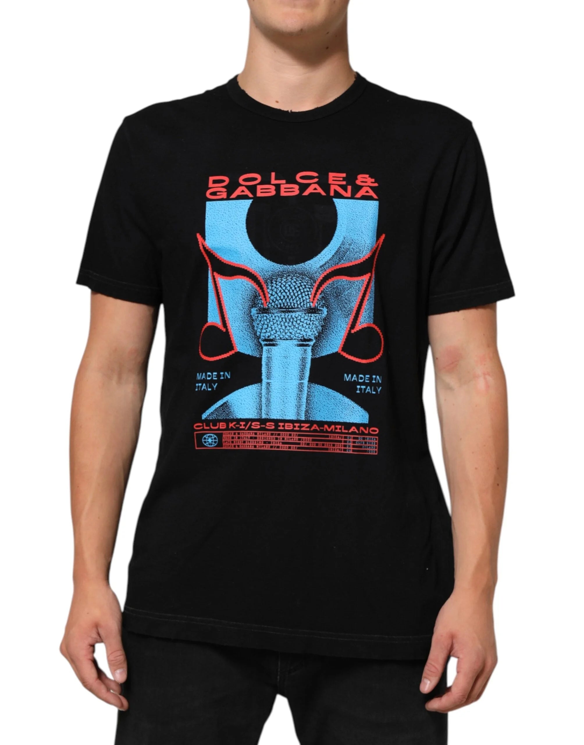 Dolce & Gabbana Black Musical Print Cotton Crew Neck T-shirt - IT54 | XL - T-Shirts