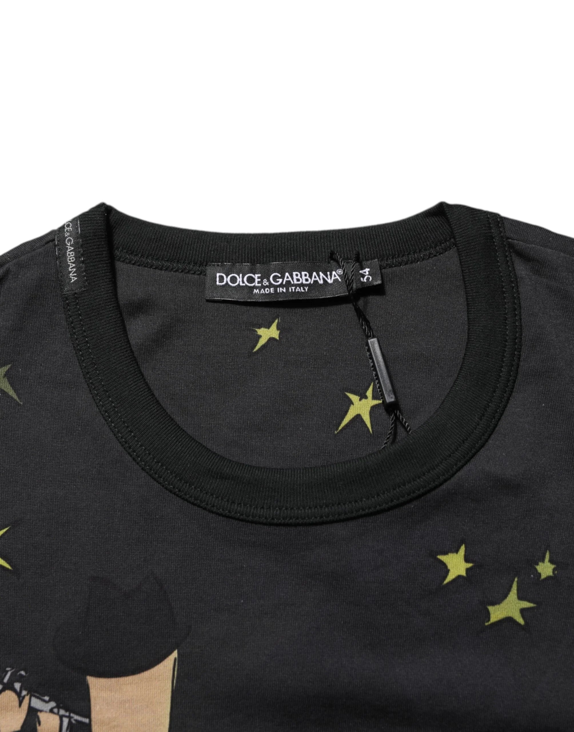 Dolce & Gabbana Black Musical Print Cotton Crew Neck T-shirt - IT54 | XL - T-Shirts