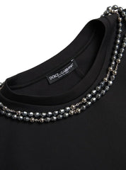 Dolce & Gabbana Black Necklace Embellished Polyester T-shirt - IT48 | M - T-Shirts