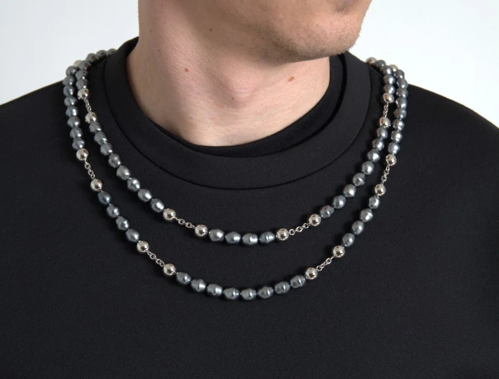 Dolce & Gabbana Black Necklace Embellished Polyester T-shirt - IT48 | M - T-Shirts