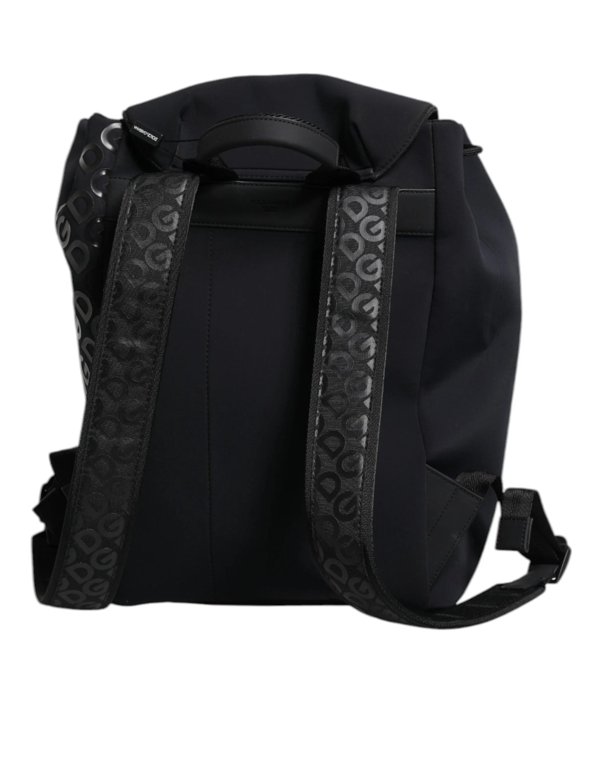 Dolce & Gabbana Black Neoprene Nylon DG Logo School Backpack Bag - Backpacks