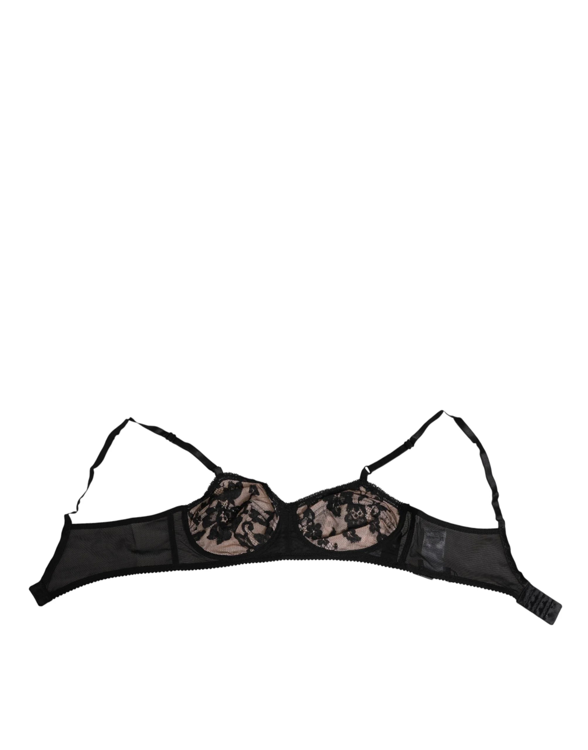 Dolce & Gabbana Black Nude Floral Lace Sheer Bra Underwear - IT2 | S - Bras