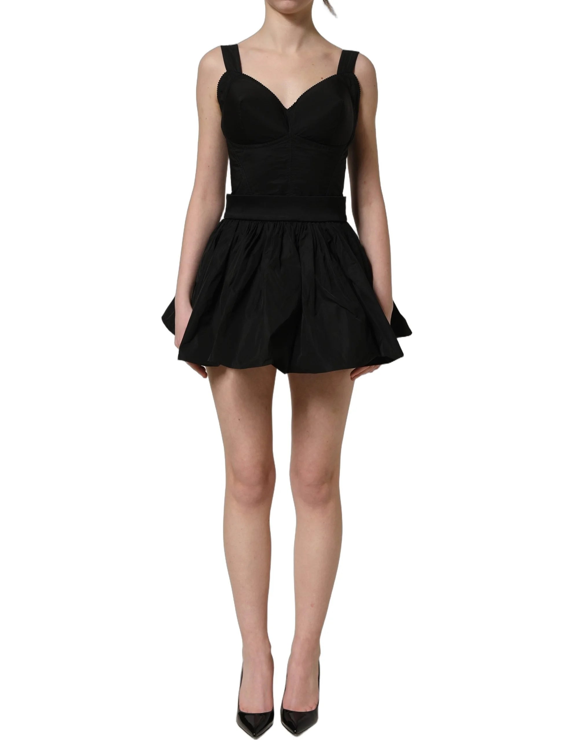 Dolce & Gabbana Black Nylon A-Line Sleeveless Mini Dress - IT40|S