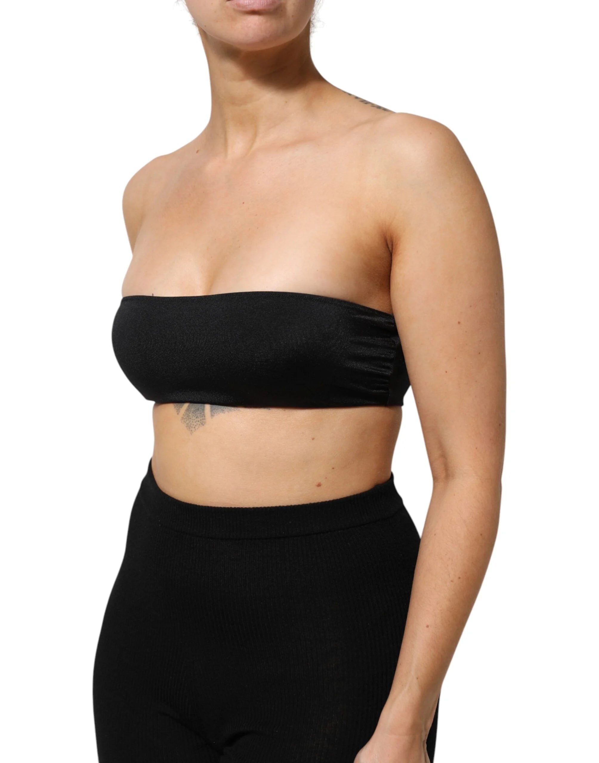 Dolce & Gabbana Black Nylon Blend Bandeau Strapless Tube Top - IT40|S