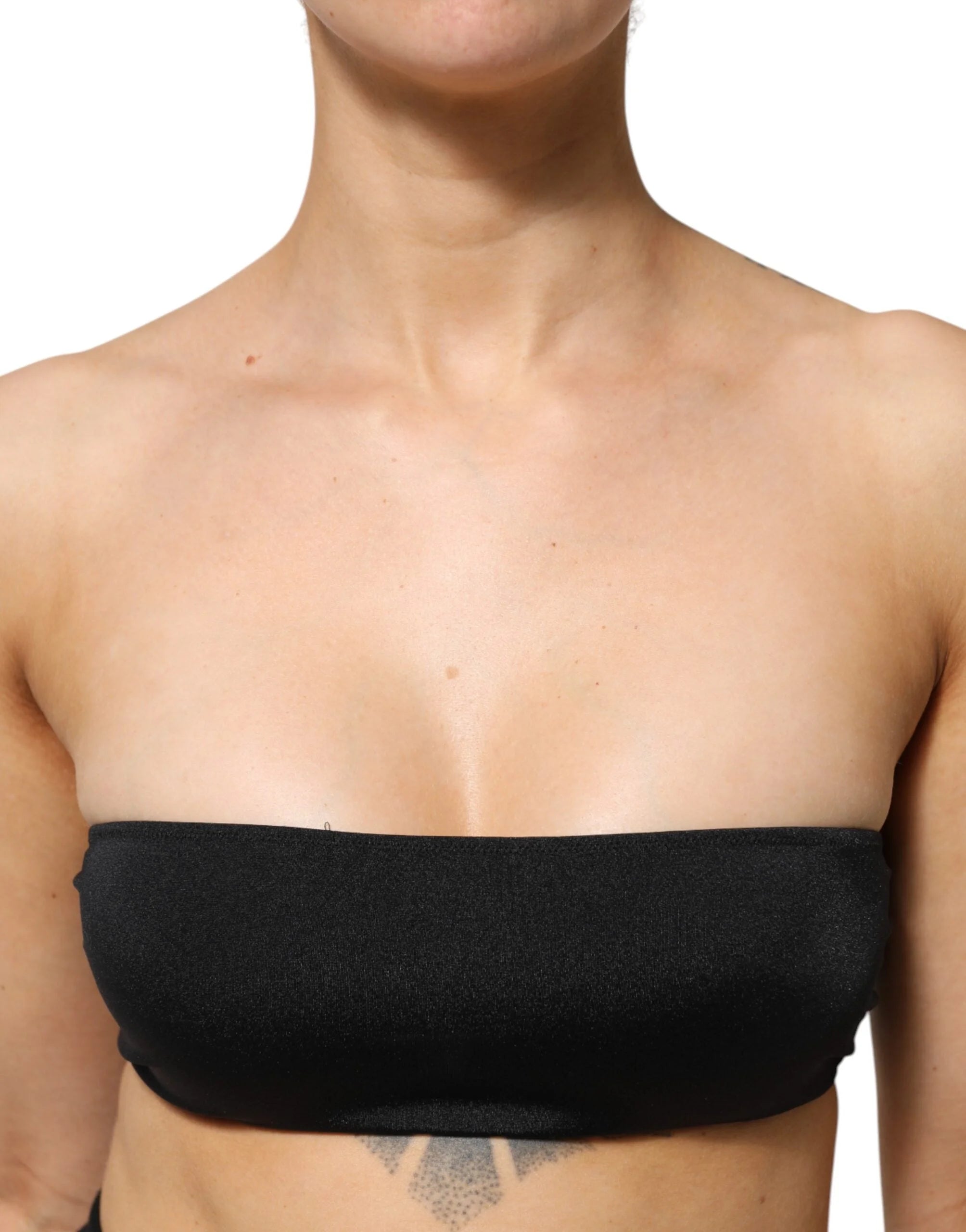 Dolce & Gabbana Black Nylon Blend Bandeau Strapless Tube Top - IT40|S