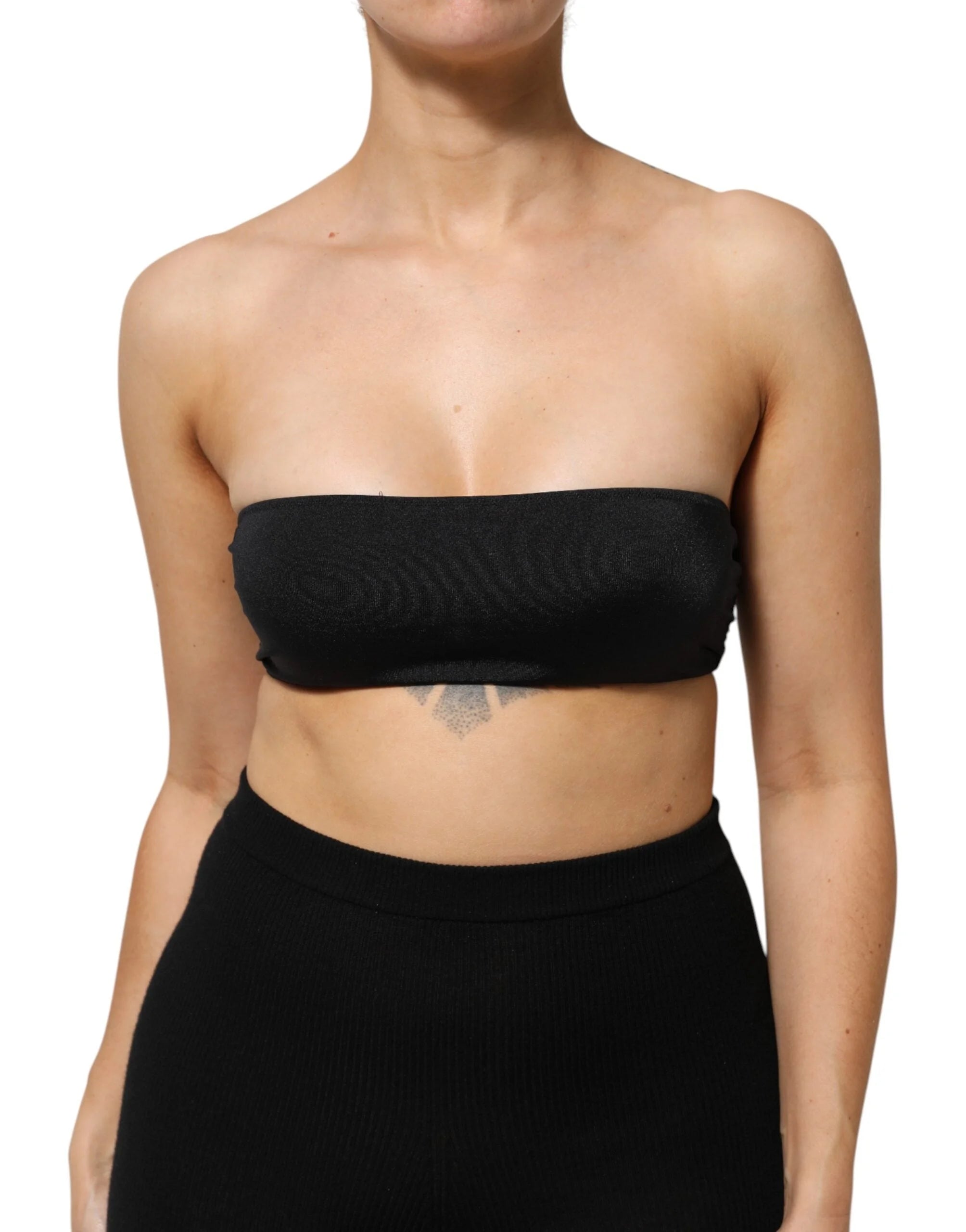 Dolce & Gabbana Black Nylon Blend Bandeau Strapless Tube Top - IT40|S