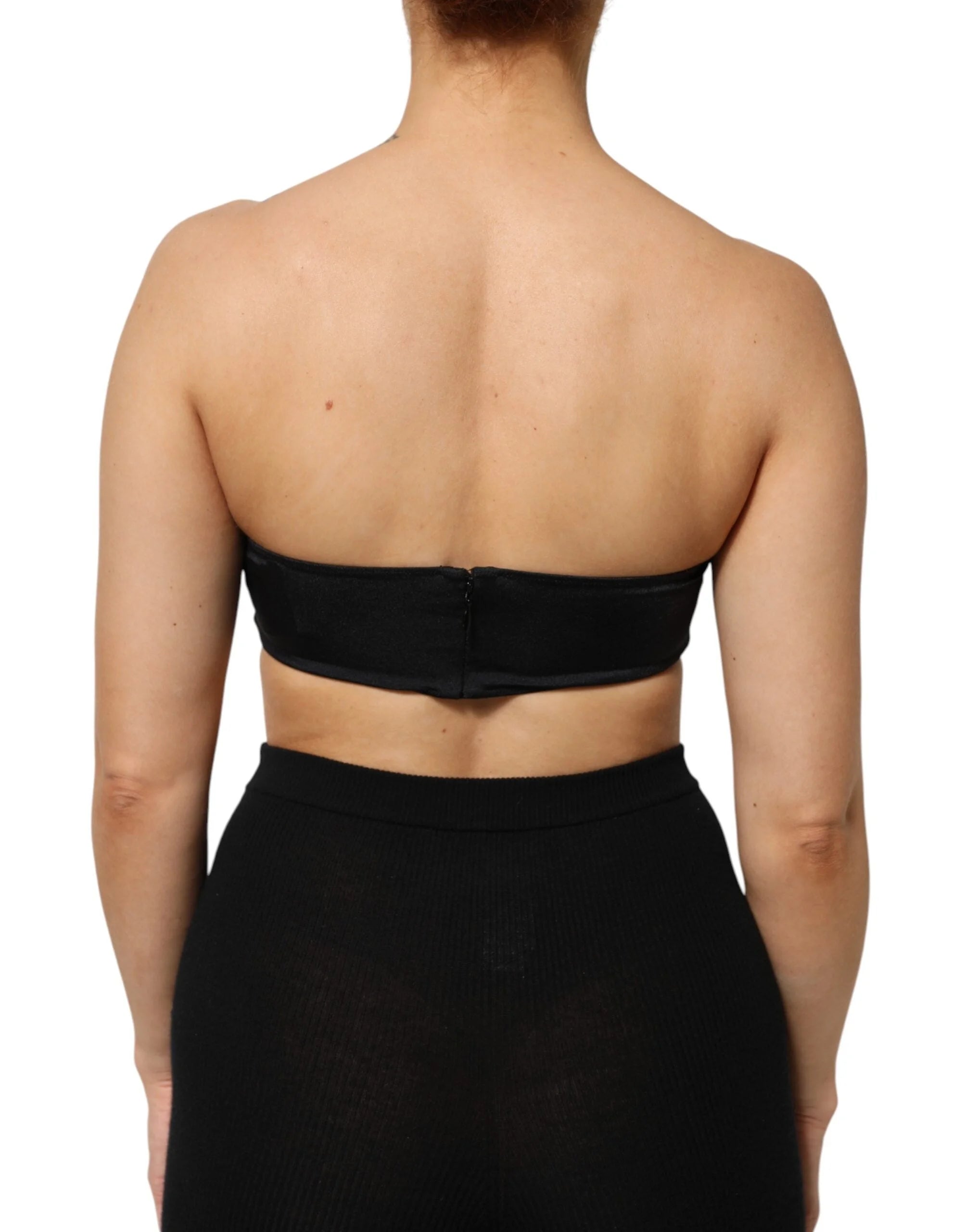 Dolce & Gabbana Black Nylon Blend Bandeau Strapless Tube Top - IT40|S