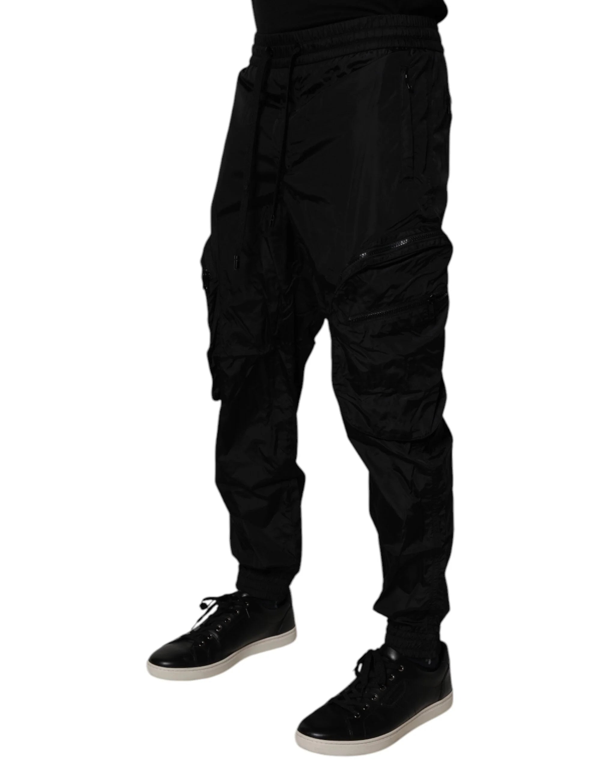 Dolce & Gabbana Black Nylon Cargo Jogger Men Sweatpants Pants - IT48 | M - Joggers