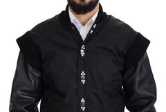Dolce & Gabbana Black Nylon Crystals Coat Buttons Jacket - IT46 | S - Bomber Jackets