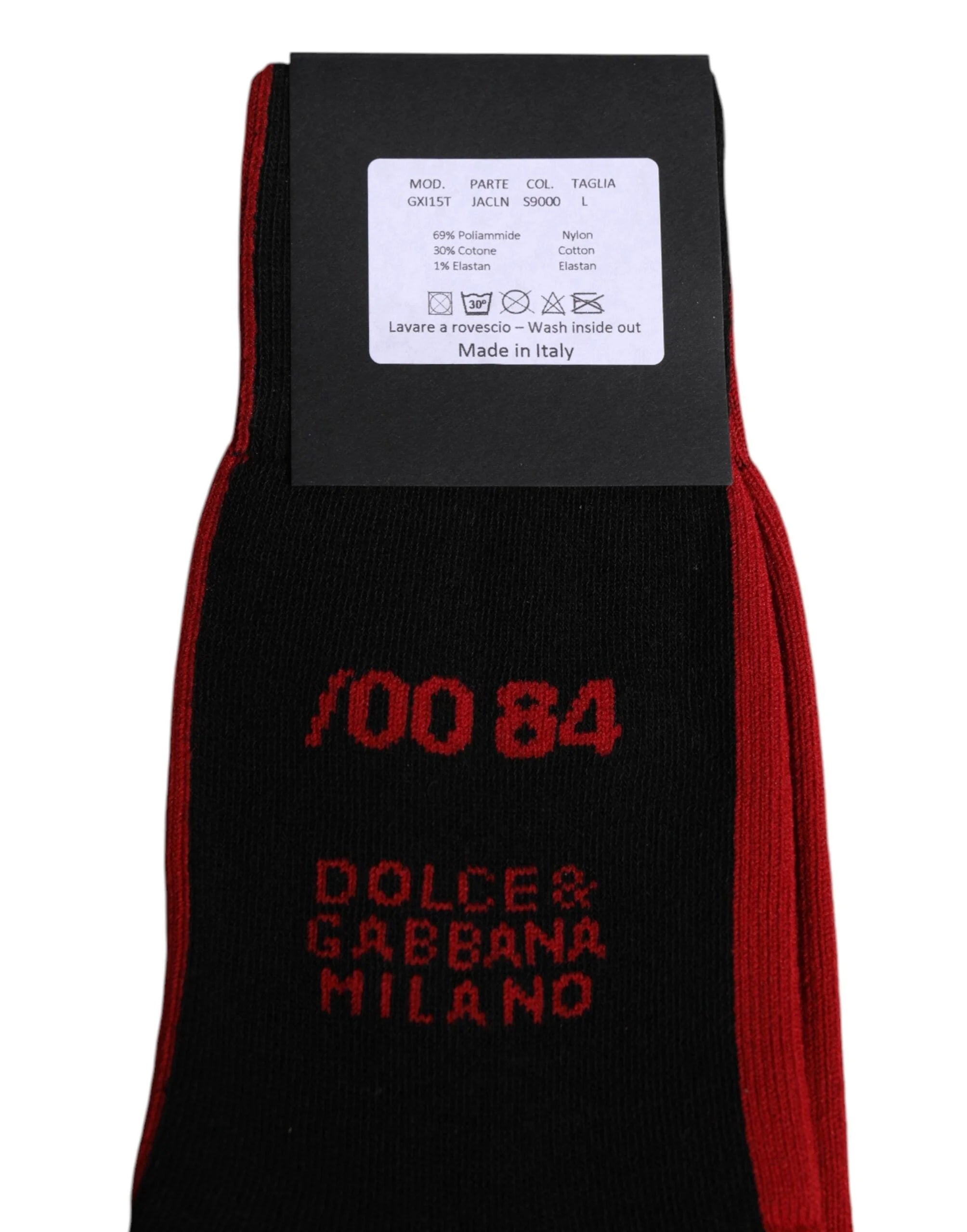 Dolce & Gabbana Black Nylon DG Logo Mid Calf Men Socks - L