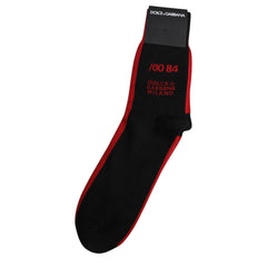 Dolce & Gabbana Black Nylon DG Logo Mid Calf Men Socks - L