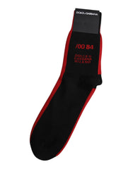 Dolce & Gabbana Black Nylon DG Logo Mid Calf Men Socks - L