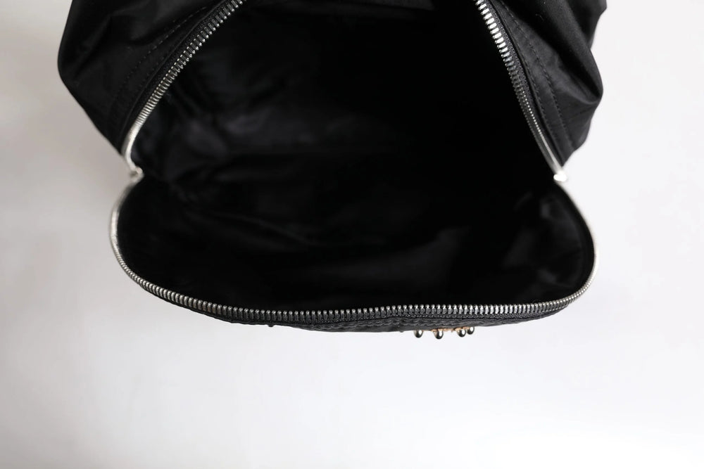 Dolce & Gabbana Black Nylon #DGFAMILY Embellished Backpack VULCANO Bag - Backpacks