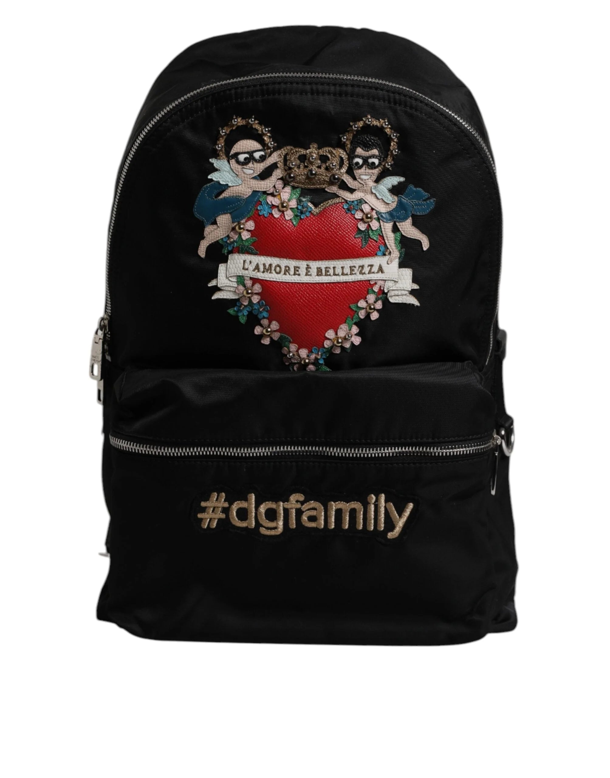 Dolce & Gabbana Black Nylon #DGFAMILY Embellished Backpack VULCANO Bag - Backpacks
