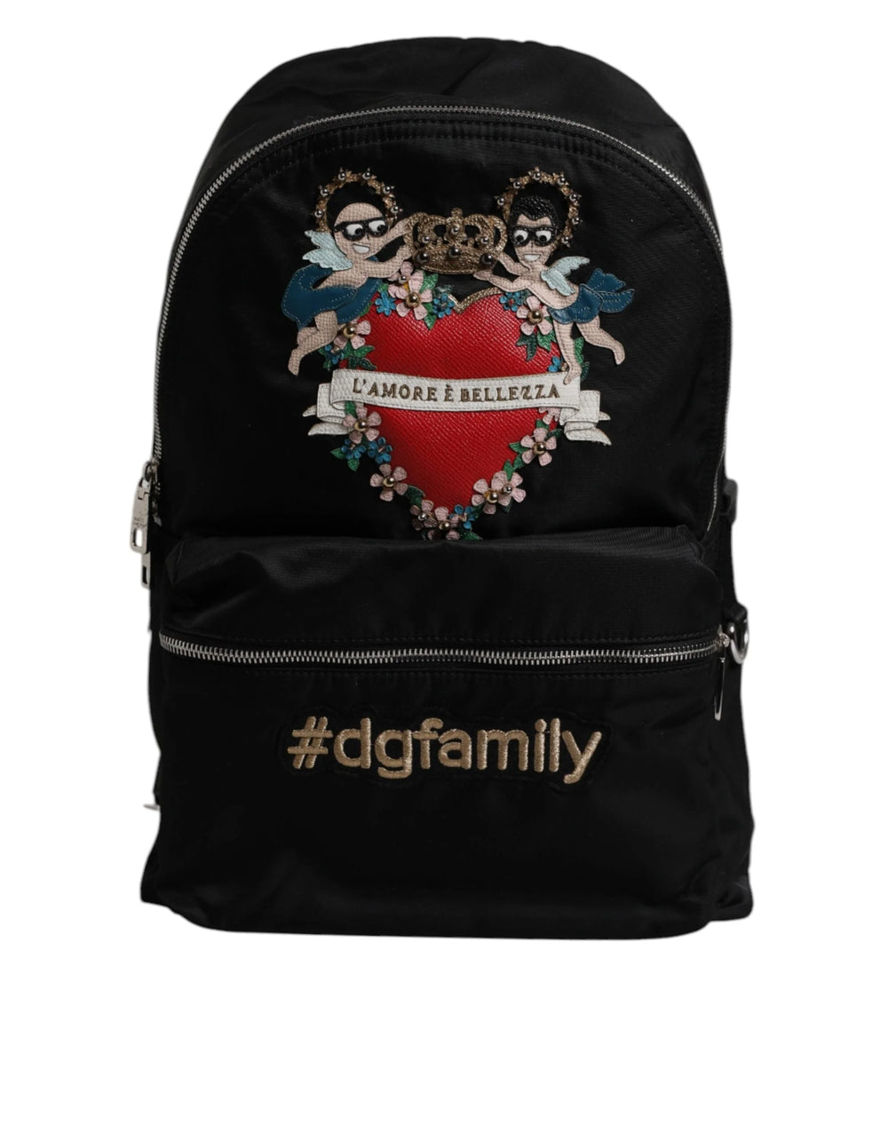 Dolce & Gabbana Black Nylon #DGFAMILY Embellished Backpack VULCANO Bag - Backpacks