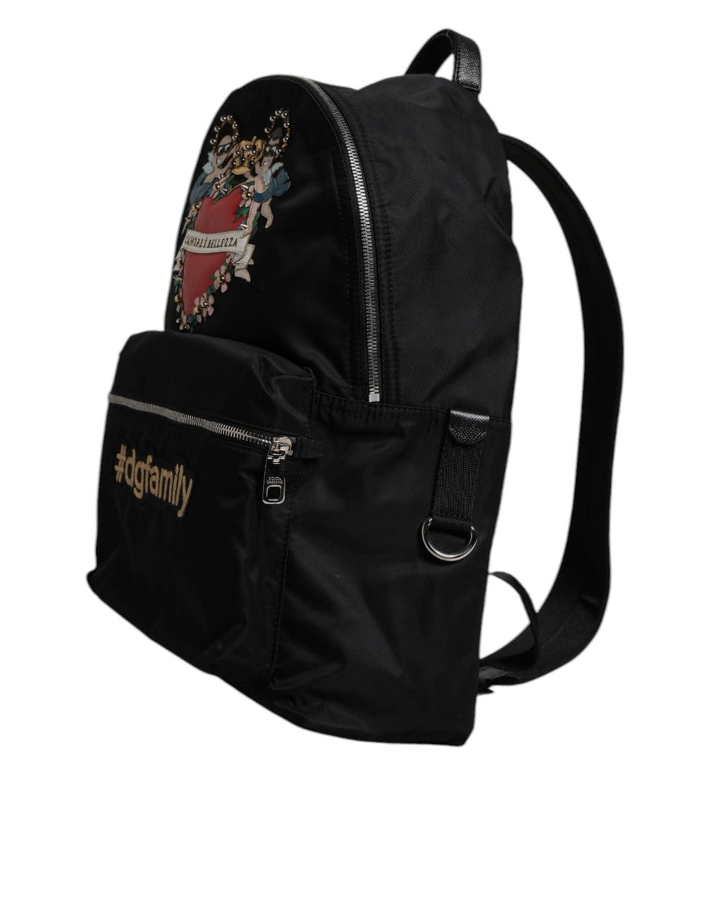 Dolce & Gabbana Black Nylon #DGFAMILY Embellished Backpack VULCANO Bag - Backpacks