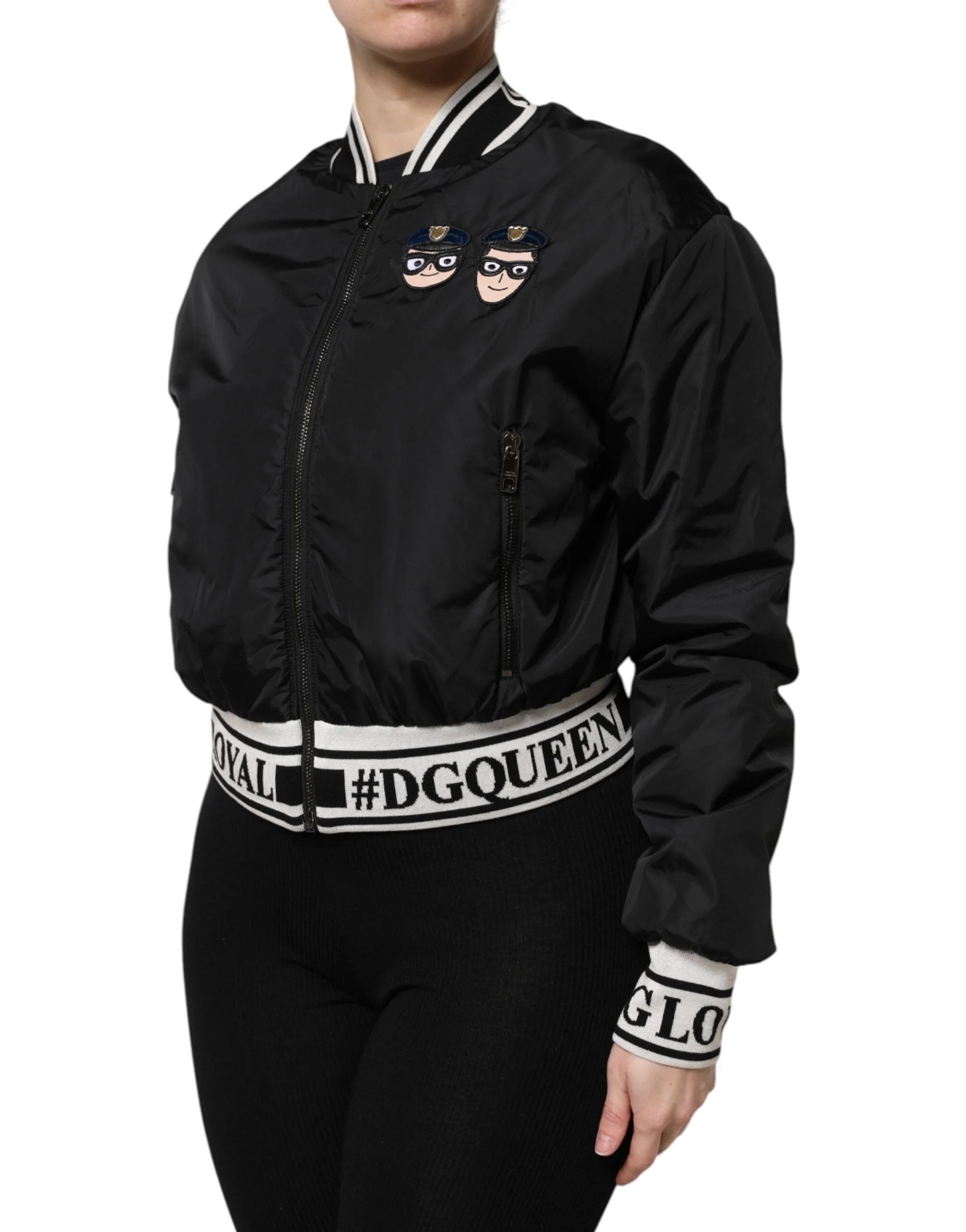 Dolce & Gabbana Black Nylon #DGFamily Full Zip Bomber Jacket - IT38 | XS - Bomber Jackets