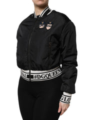 Dolce & Gabbana Black Nylon #DGFamily Full Zip Bomber Jacket - IT38 | XS - Bomber Jackets