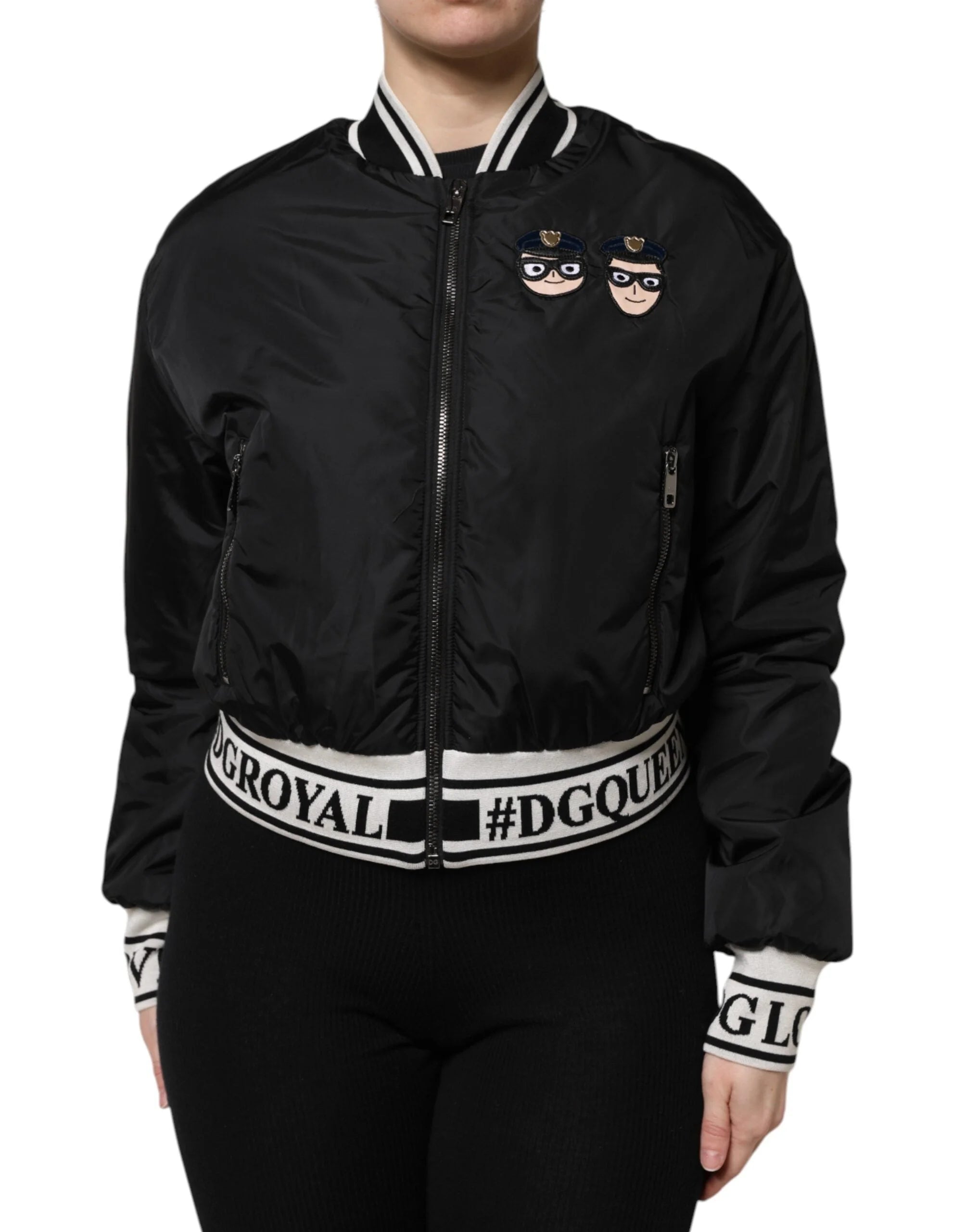 Dolce & Gabbana Black Nylon #DGFamily Full Zip Bomber Jacket - IT38 | XS - Bomber Jackets