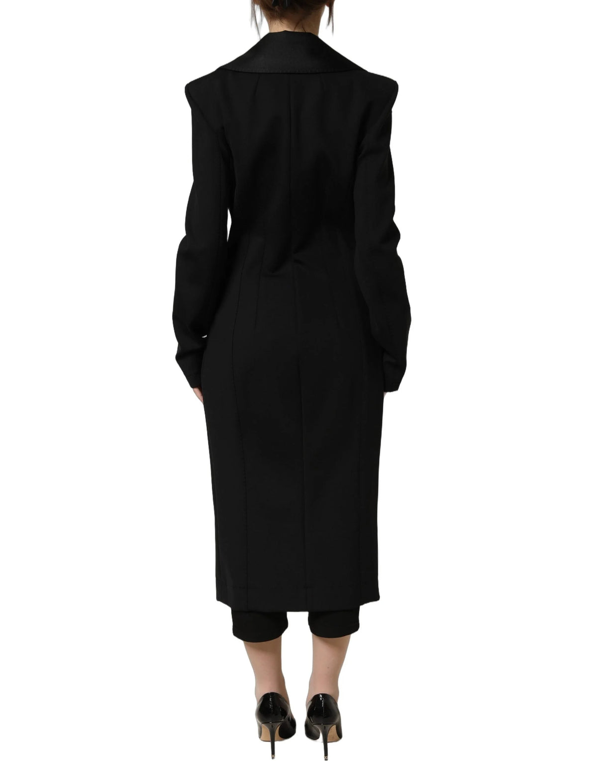 Dolce & Gabbana Black Nylon Double Breasted Coat Jacket - IT40|S