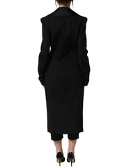Dolce & Gabbana Black Nylon Double Breasted Coat Jacket - IT40|S