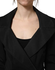 Dolce & Gabbana Black Nylon Double Breasted Coat Jacket - IT40|S