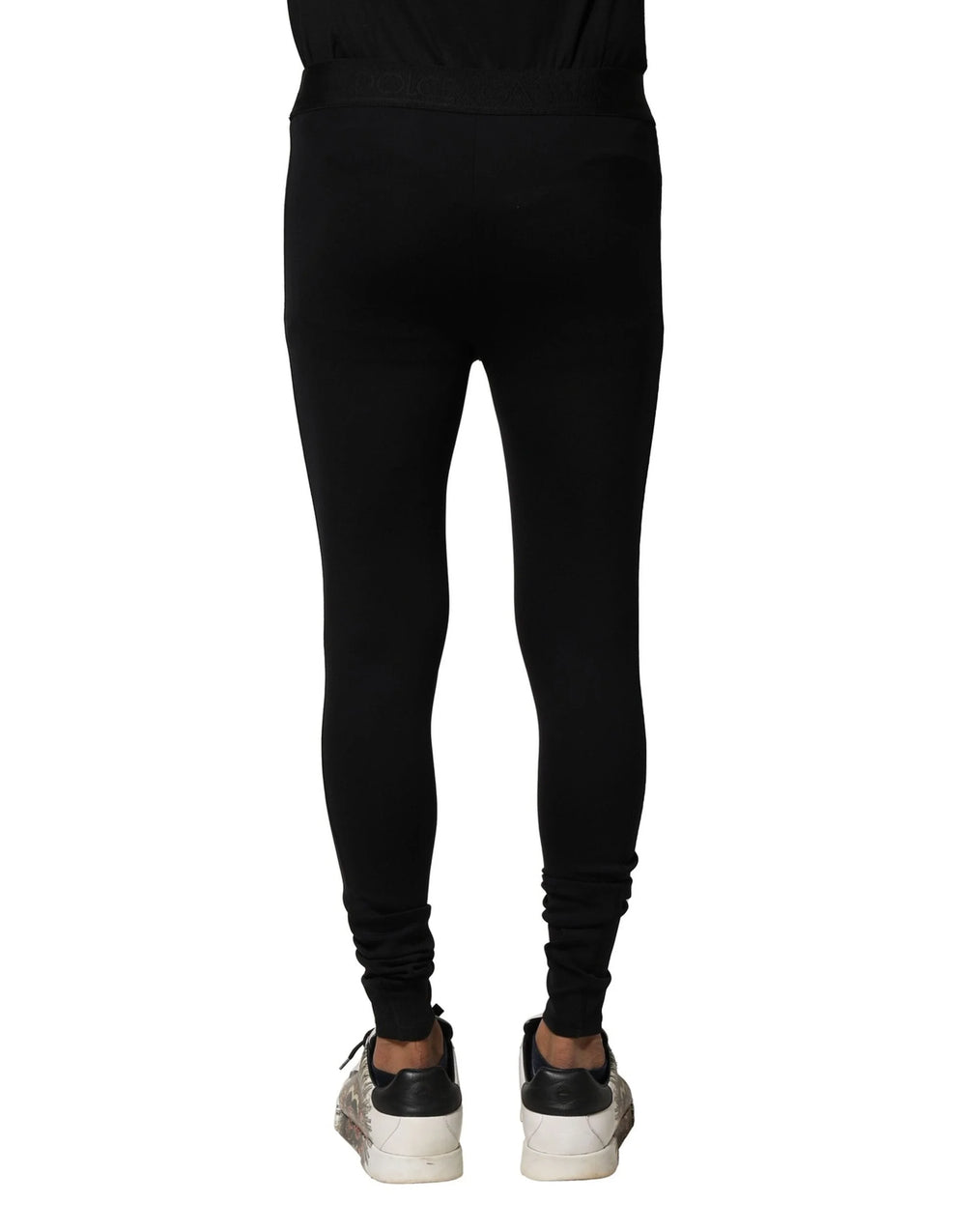 Dolce & Gabbana Black Nylon Elastic Logo Men Leggings Pants - IT2 | XXS - Leggings