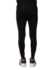 Dolce & Gabbana Black Nylon Elastic Logo Men Leggings Pants - IT2 | XXS - Leggings