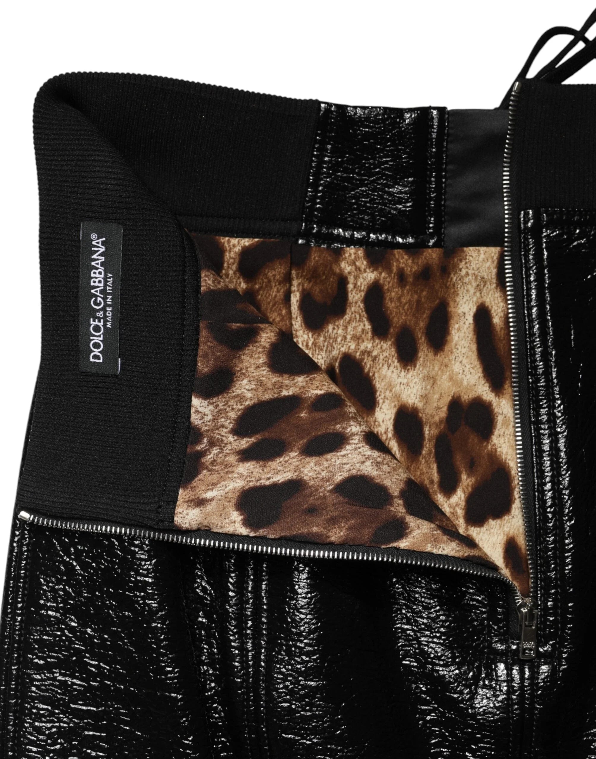 Dolce & Gabbana Black Nylon Eyelet Detail Coated Mini Skirt - IT40|S